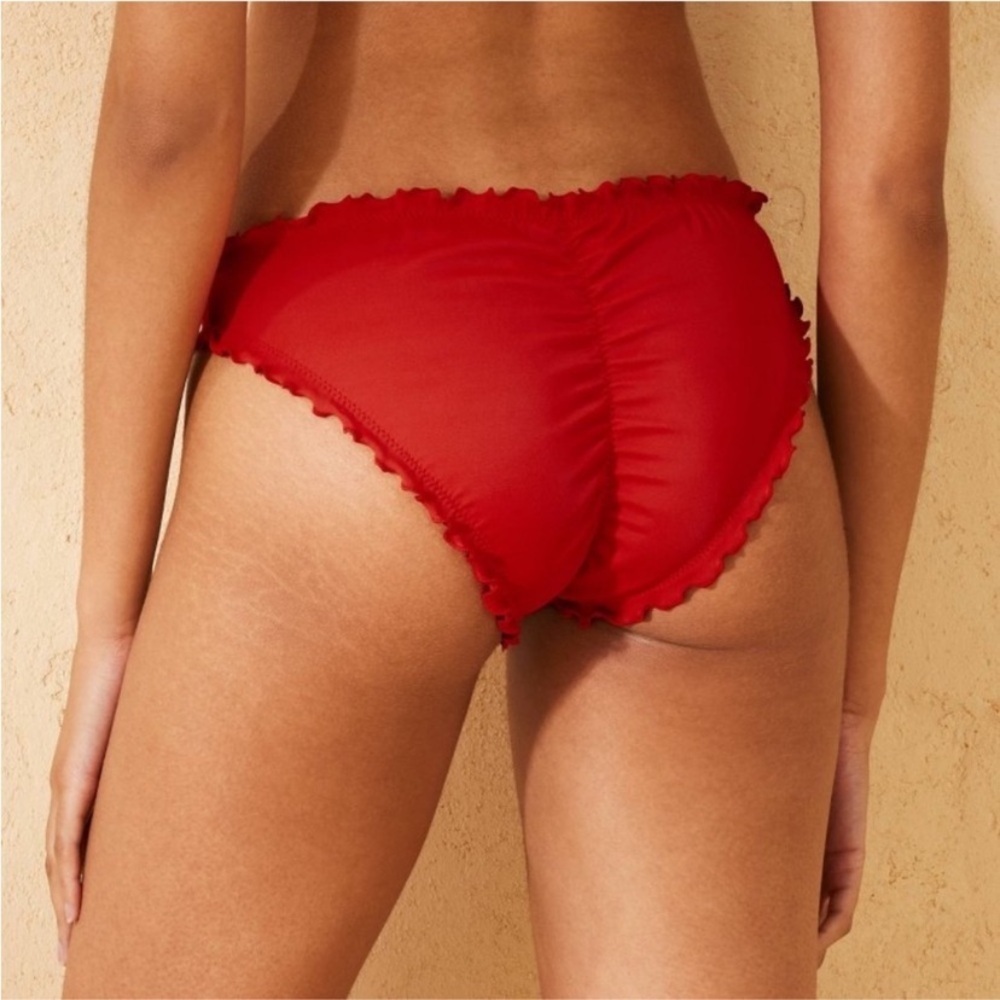 Shade & Shore Red Ruffle Bikini Bottoms